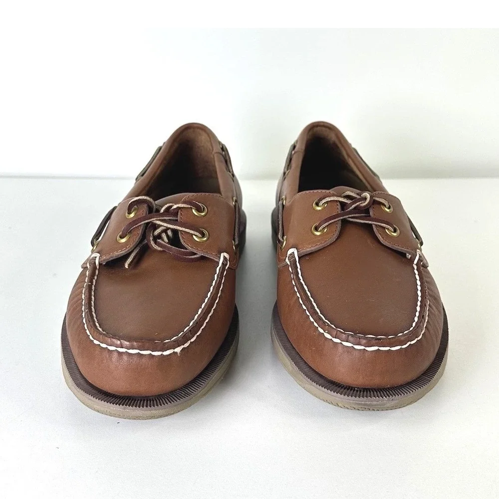 Rockport Perth Leather Brown Loafers Boat Shoes 2 Eye Moc MR5106 Mens‎ 8.5W Wide